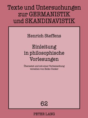 cover image of Einleitung in philosophische Vorlesungen